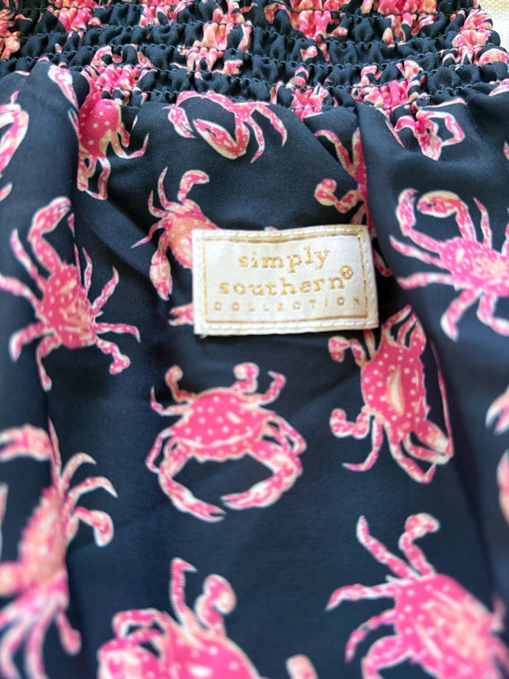 Simply Southern Navy Shorts with the Cutest Pink Crab Print and Ruffle - Picture 5 of 7